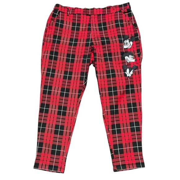 Disney Pants - Disney Hot Topic Mickey Mouse Red and Black Plaid Pants Plus Size 2 / Size 16/18